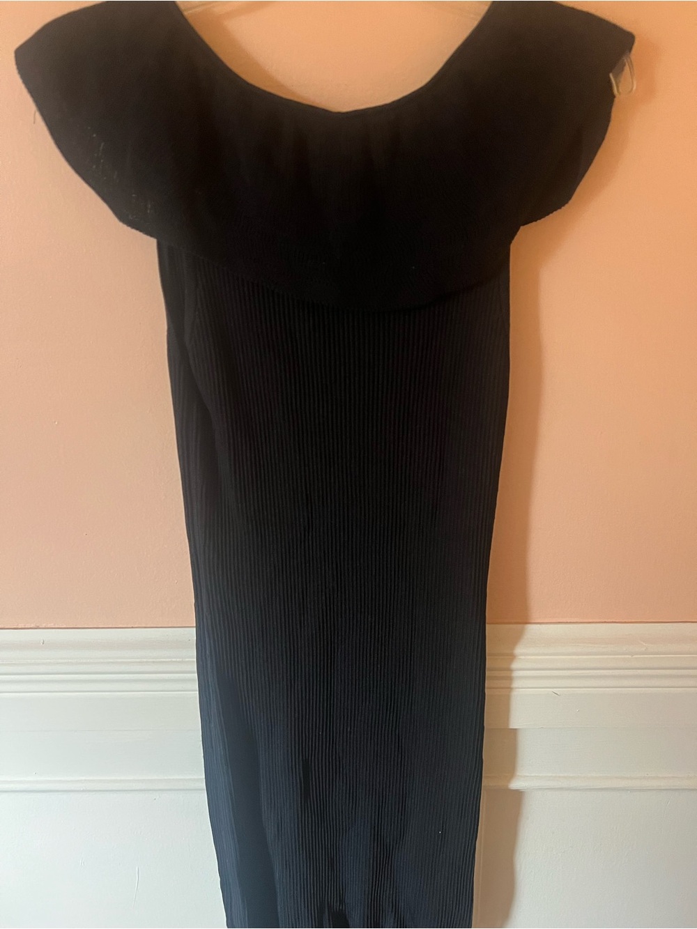 Anthropologie Maxi Dress Sweater Black Cap Sleeve V Neck Elegant Knit Sheer chic - Picture 14 of 14